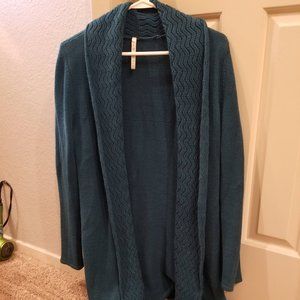 Leo & Nicole Teal Long tunic length cardigan